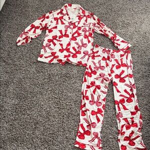 In my sundays red holiday bow pajama set